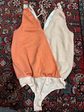 Silky Halter Bodysuit in Coral and Blush